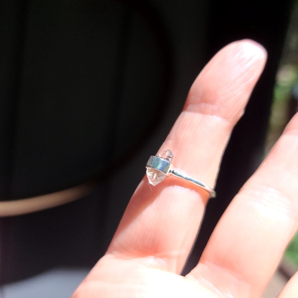 1karat Herkimer diamond sterling ring sz6.75 - Picture 7 of 9